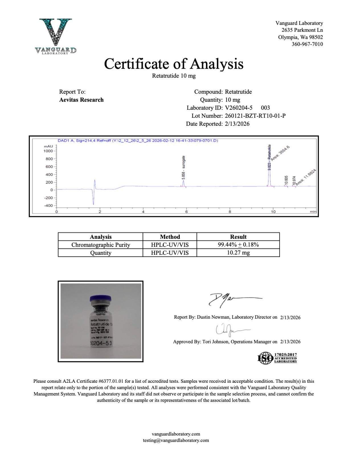 GLPR-3 10mg certificate of analysis