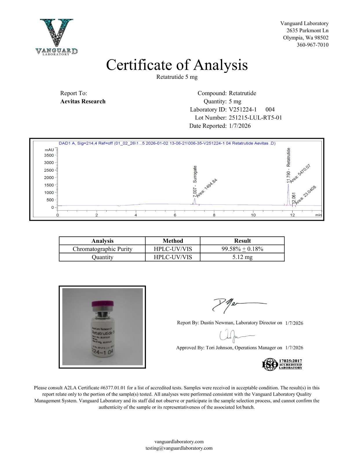 GLPR-3 5mg certificate of analysis
